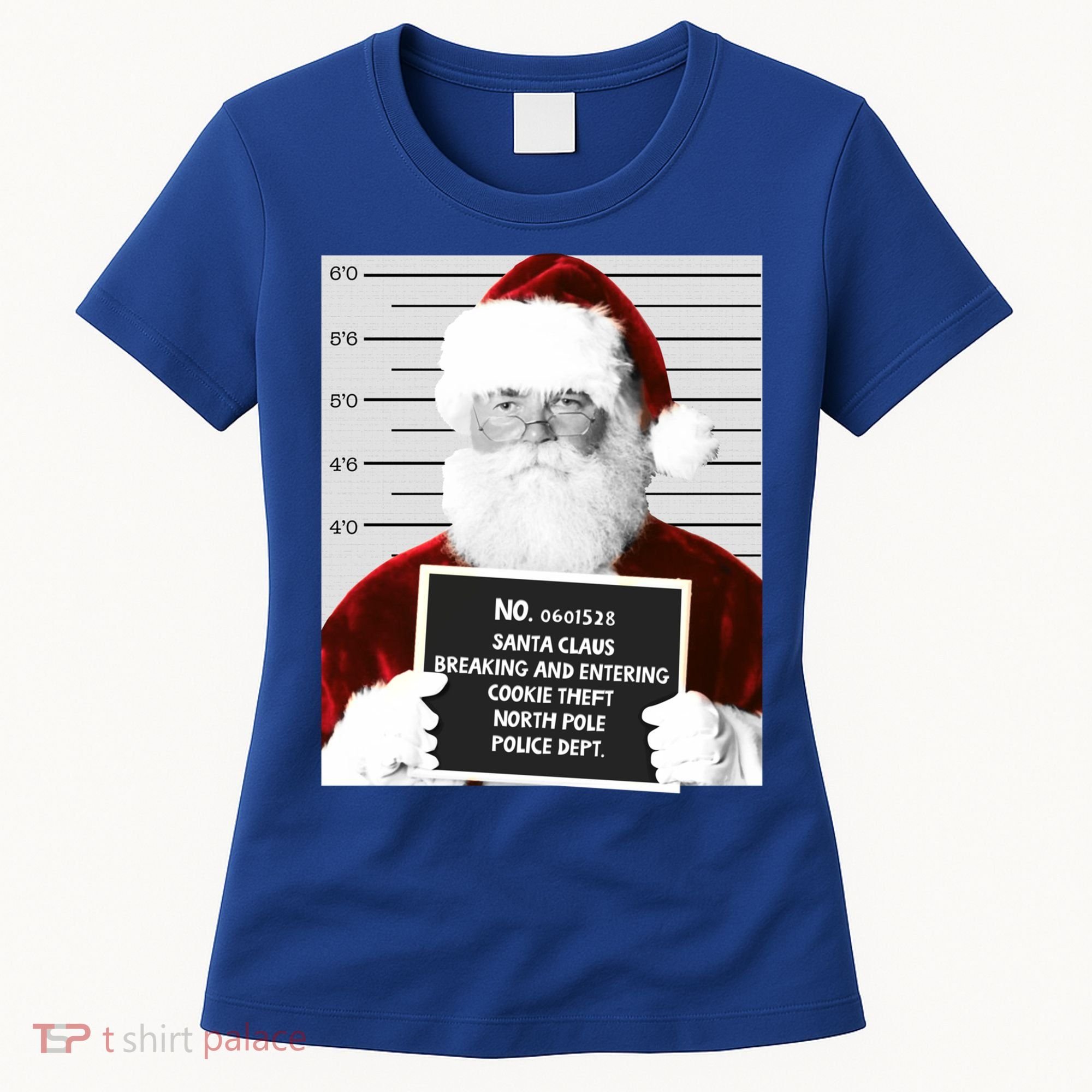Funny Santa Mugshot Santa Claus Jailed Christmas Gift Women's T-Shirt