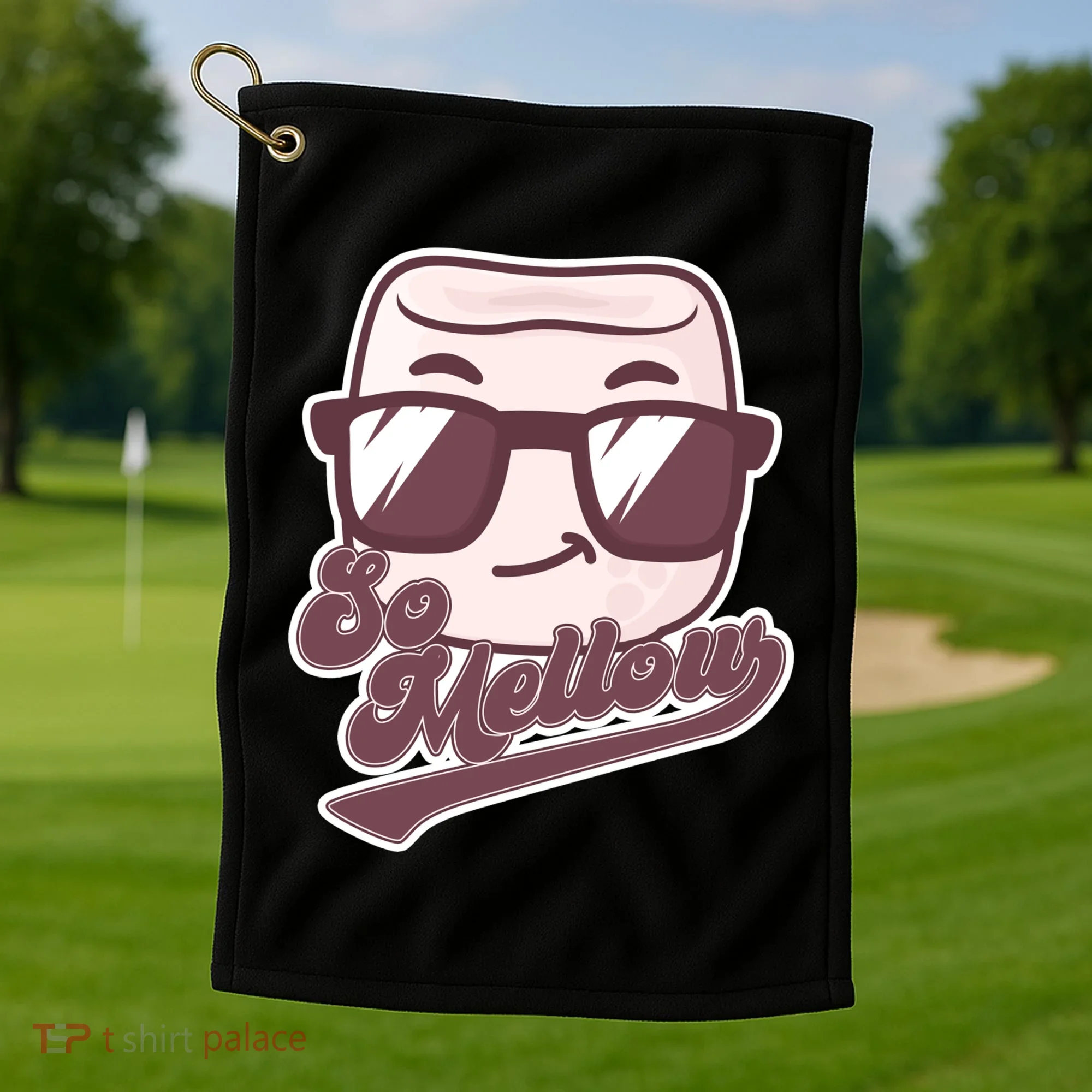 Funny So Mellow Cool Marshmallow Golf Towel