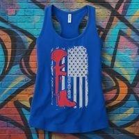 Fallen Soldier Memorial Day Salute Usa American Flag Gift Women's Tank Top thumb 3