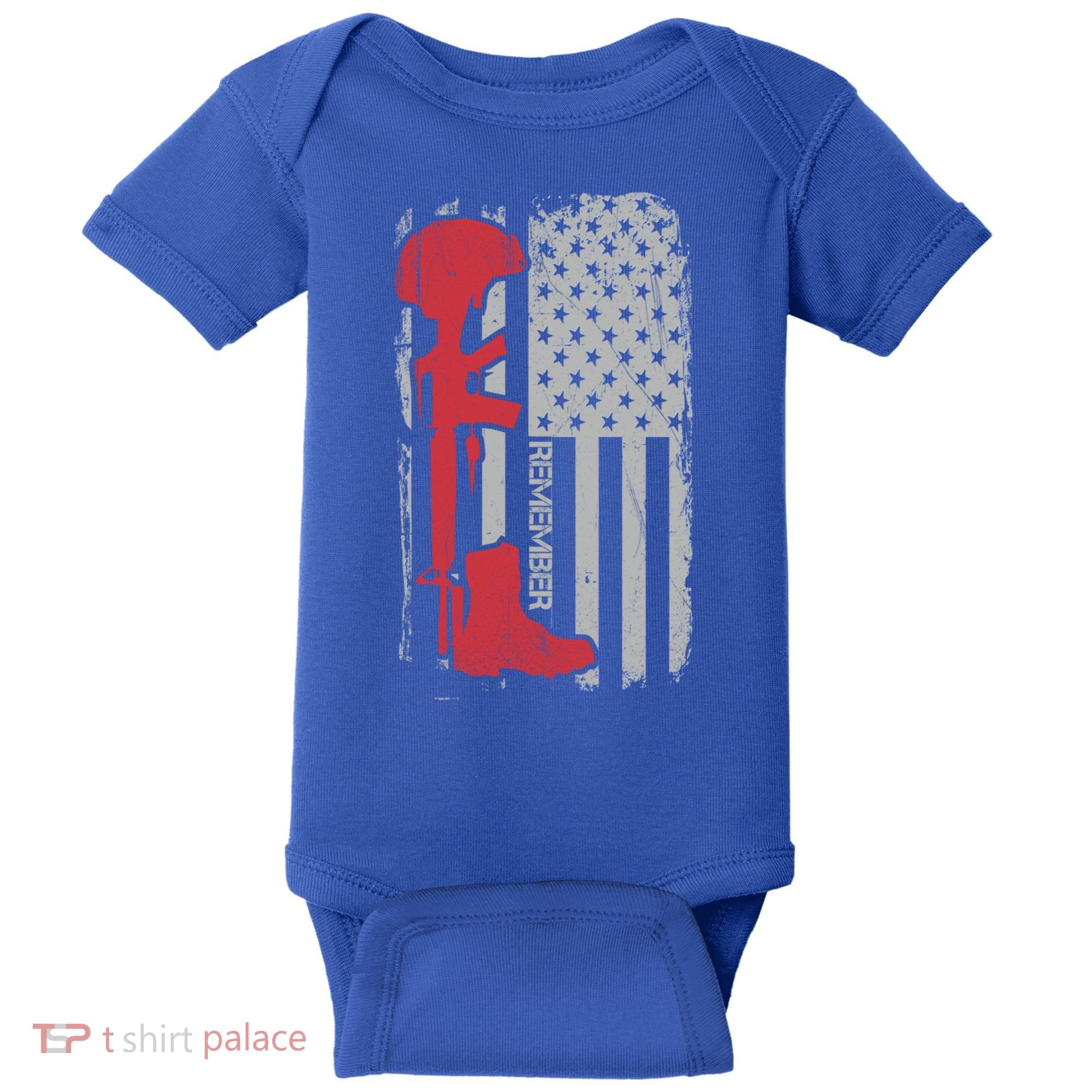 Fallen Soldier Memorial Day Salute Usa American Flag Gift Baby Bodysuit