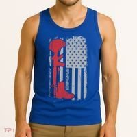 Fallen Soldier Memorial Day Salute Usa American Flag Gift Tank Top thumb 3