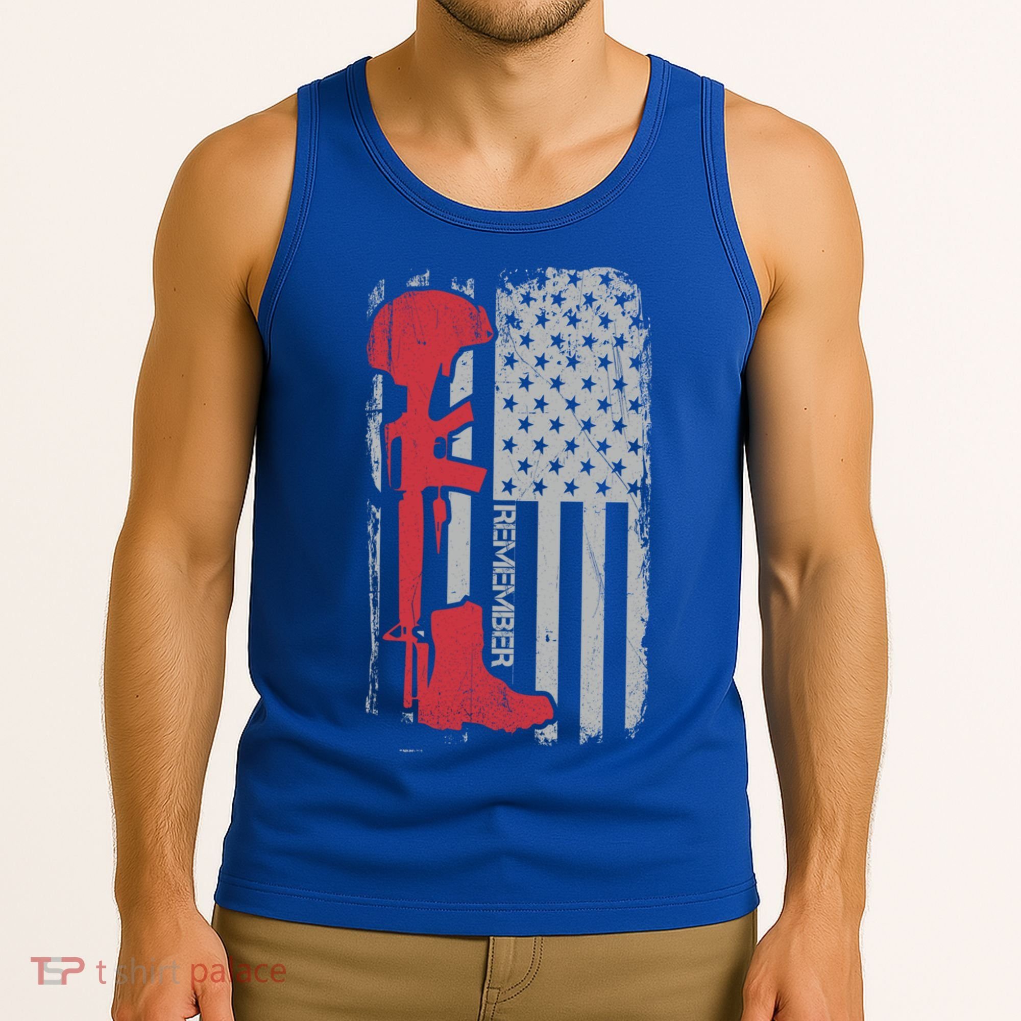 Fallen Soldier Memorial Day Salute Usa American Flag Gift Tank Top