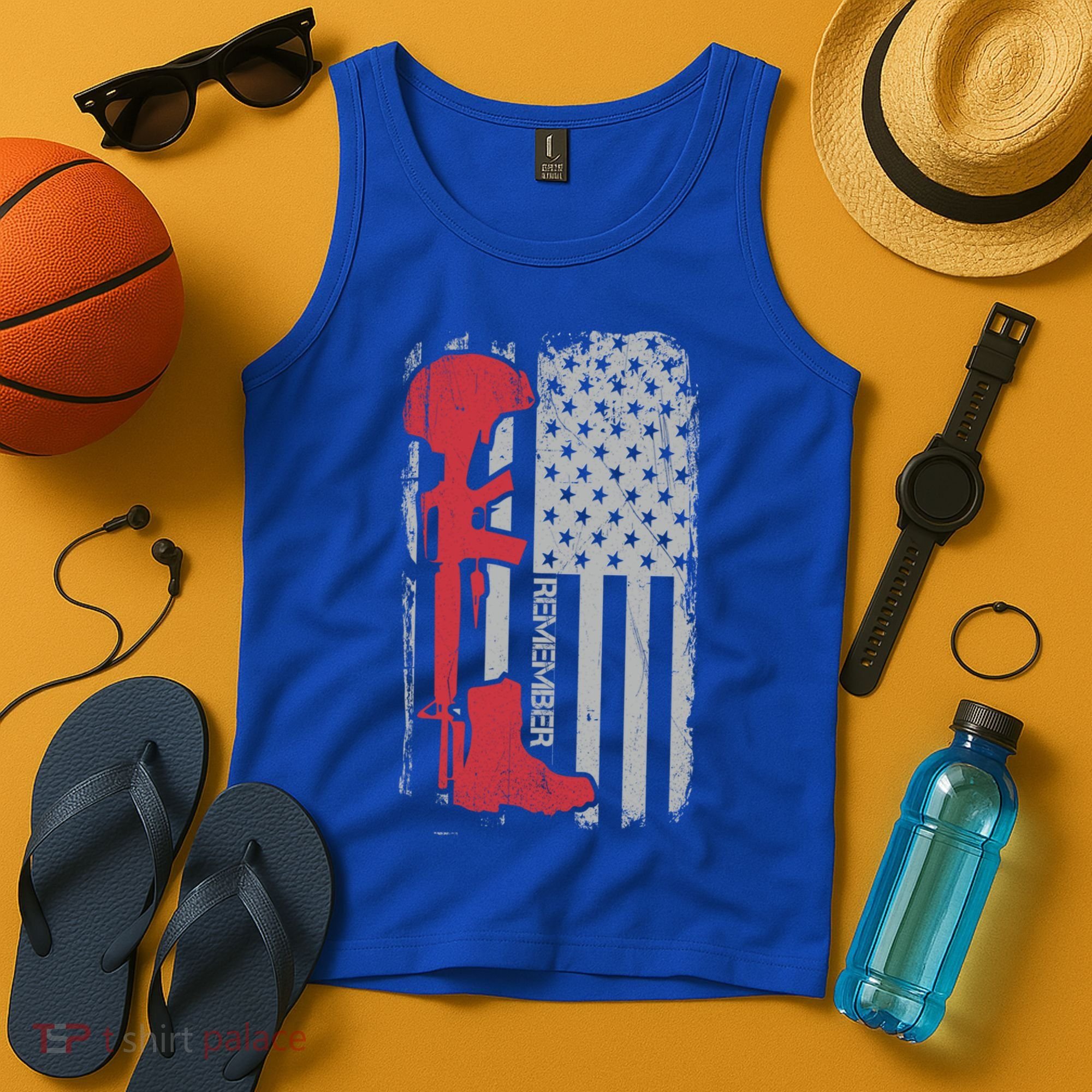 Fallen Soldier Memorial Day Salute Usa American Flag Gift Tank Top