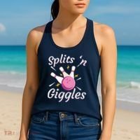 Funny Splits 'N Giggles Bowling Team Bowler Sports Player Women's Tank Top thumb 2