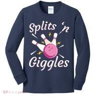 Funny Splits 'N Giggles Bowling Team Bowler Sports Player Kids Long Sleeve Shirt thumb 0