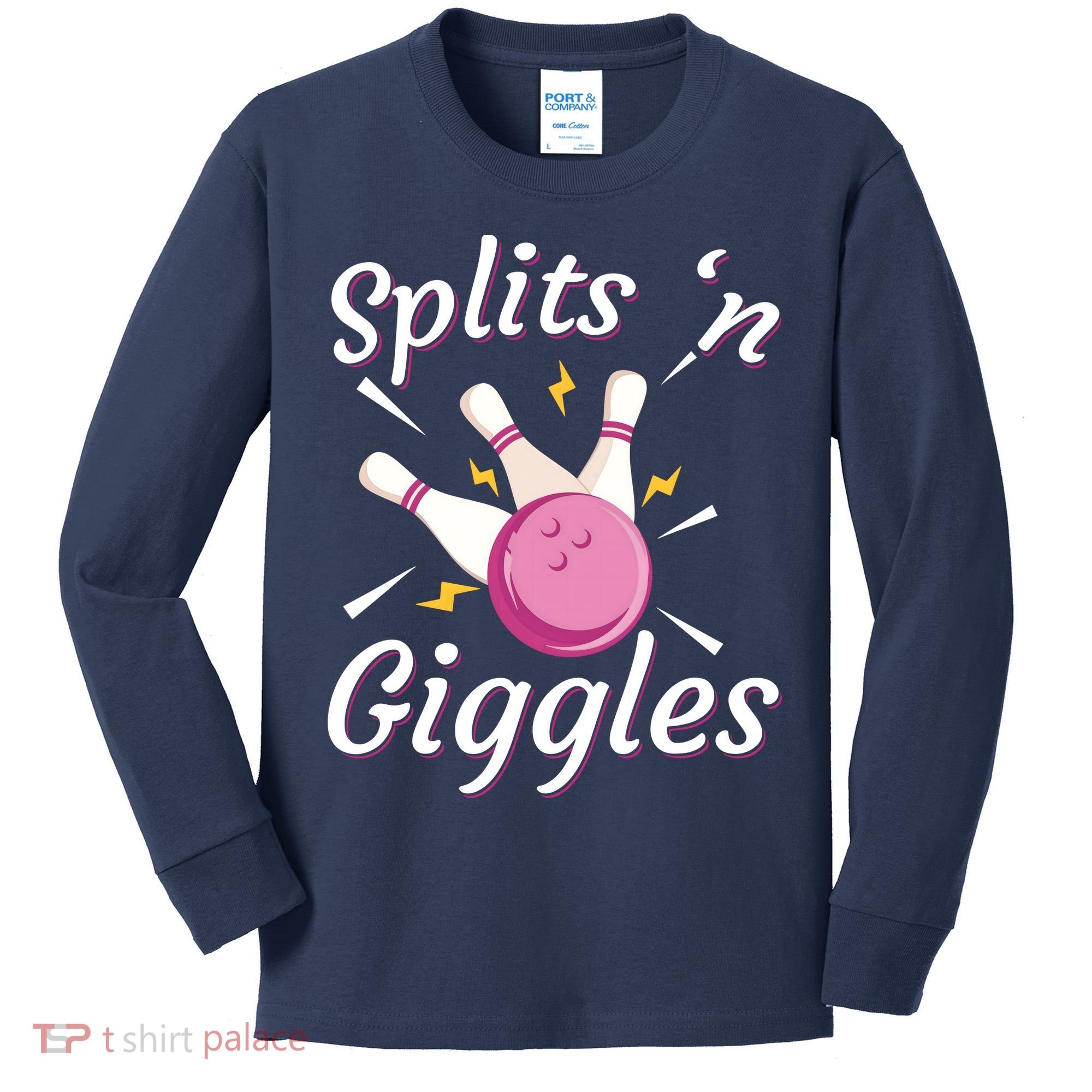Funny Splits 'N Giggles Bowling Team Bowler Sports Player Kids Long Sleeve Shirt