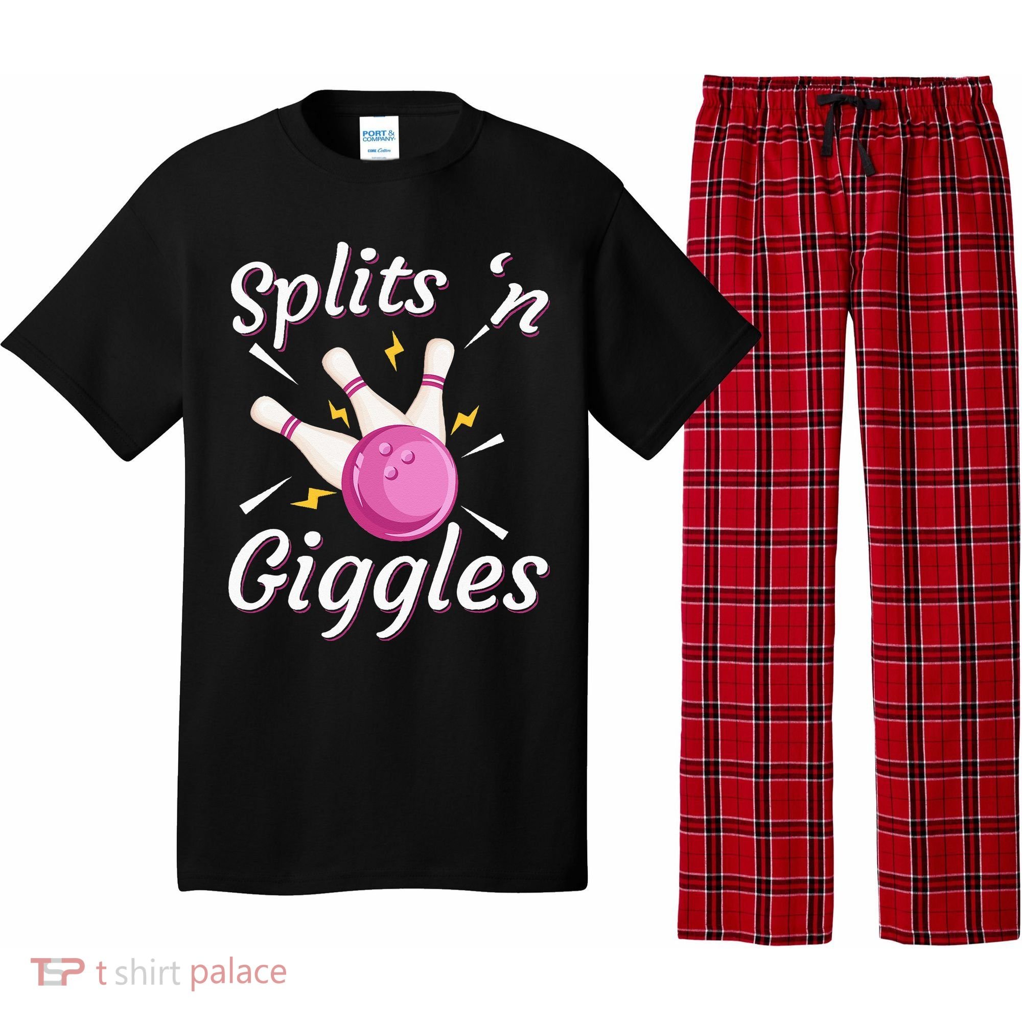 Funny Splits N Giggles Bowling Team Bowler Sports Player Pajama Set