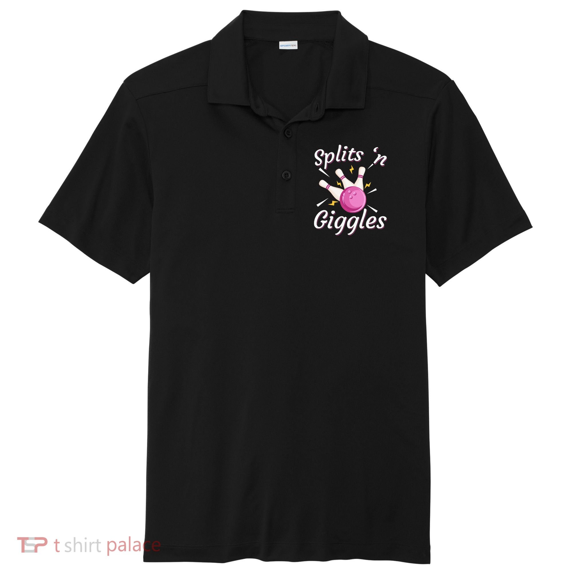 Funny Splits N Giggles Bowling Team Bowler Sports Player Sport-Tek Posi-UV Pro Polo