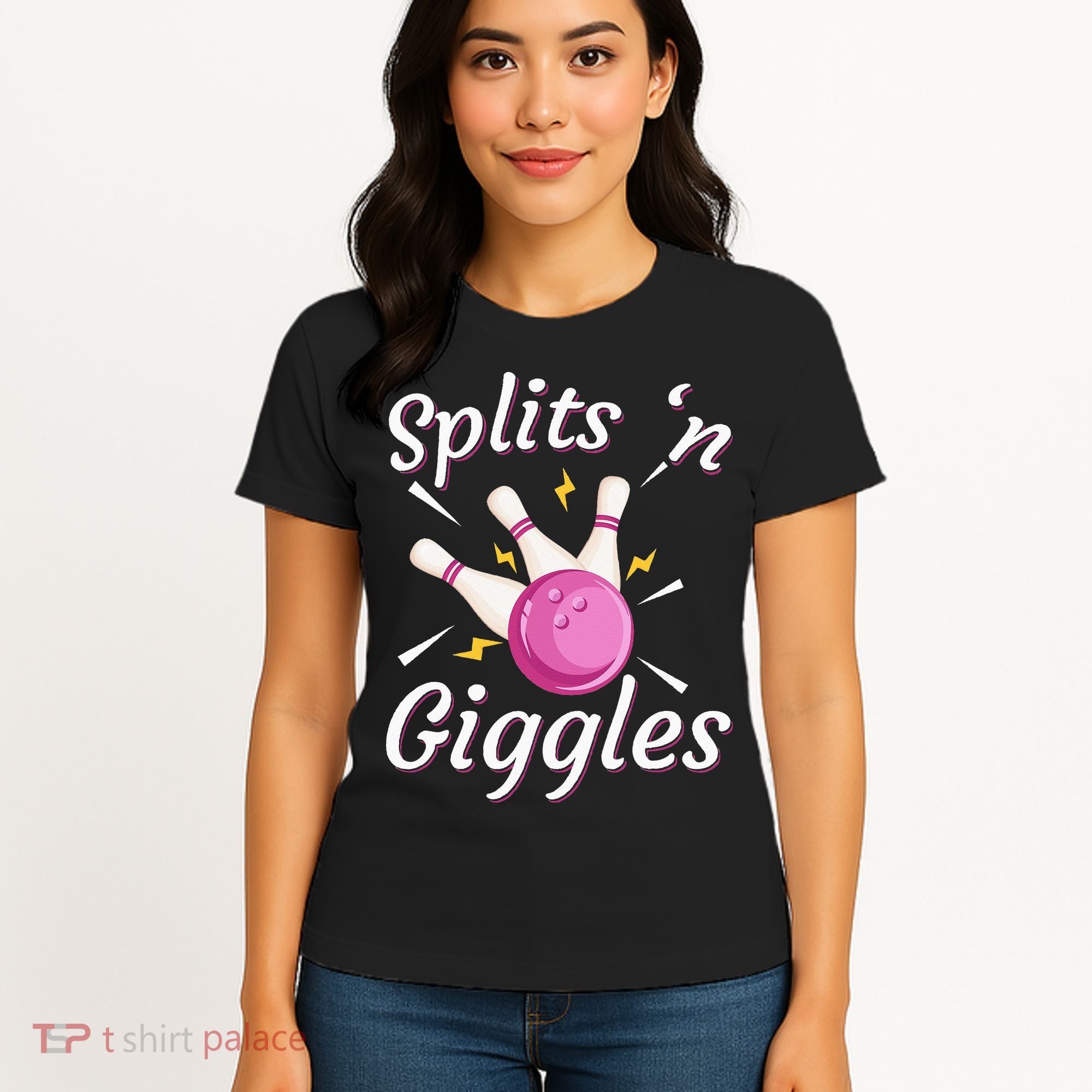 Funny Splits N Giggles Bowling Team Bowler Sports Player Women's T-Shirt