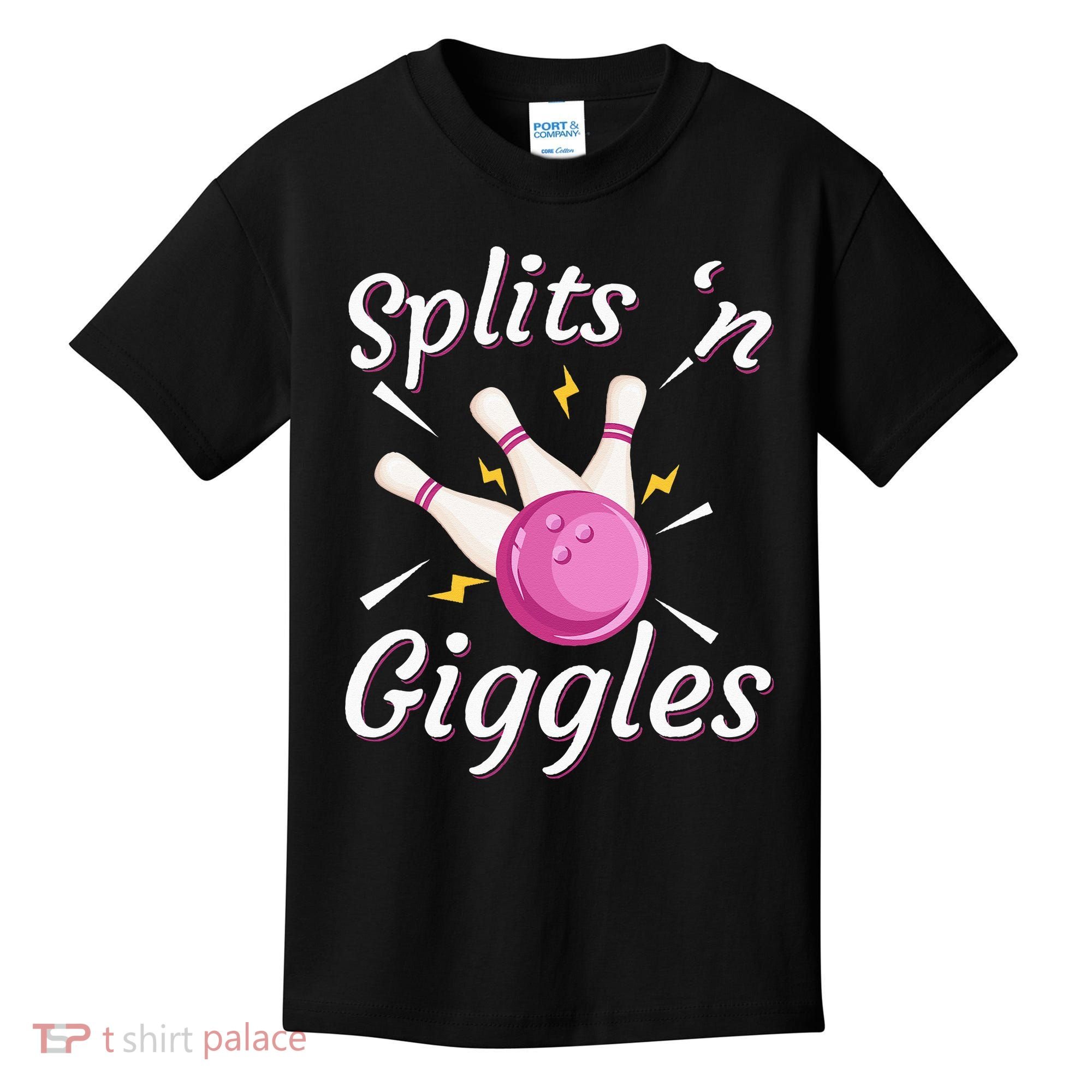 Funny Splits N Giggles Bowling Team Bowler Sports Player Kids T-Shirt