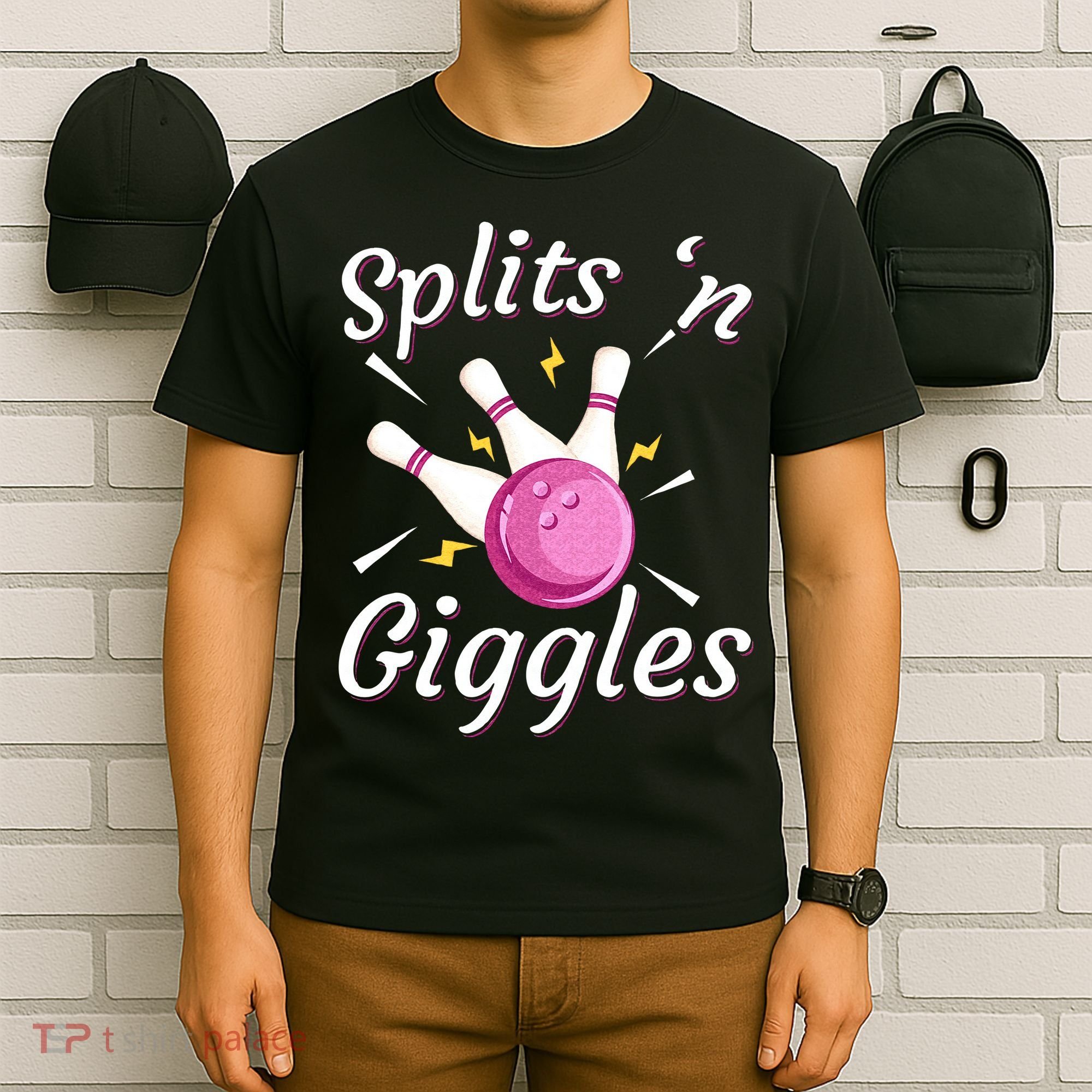 Funny Splits N Giggles Bowling Team Bowler Sports Player T-Shirt