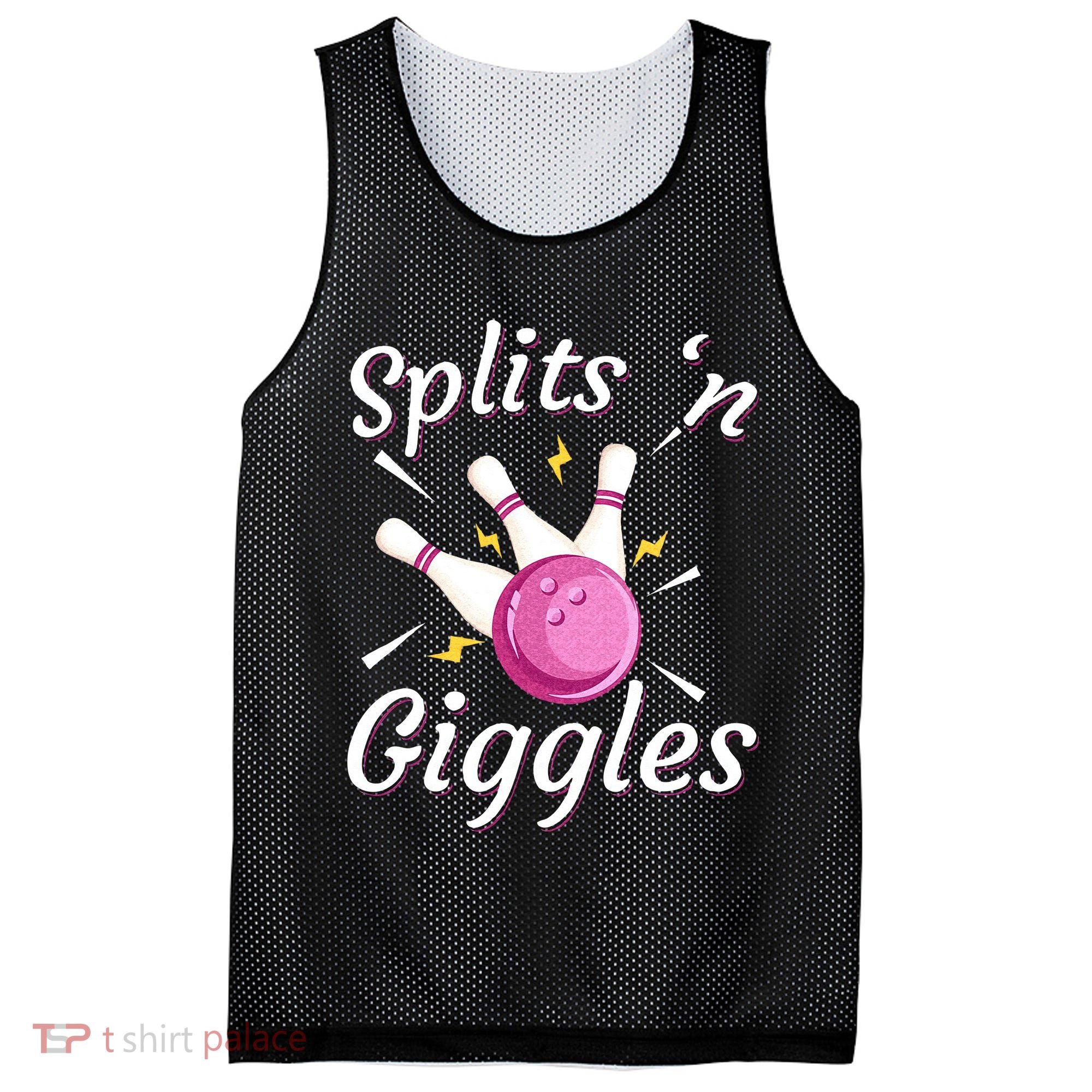 Funny Splits N Giggles Bowling Team Bowler Sports Player Mesh Reversible Basketball Jersey Tank