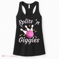 Funny Splits N Giggles Bowling Team Bowler Sports Player Women's Tank Top thumb 0