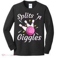 Funny Splits N Giggles Bowling Team Bowler Sports Player Kids Long Sleeve Shirt thumb 0