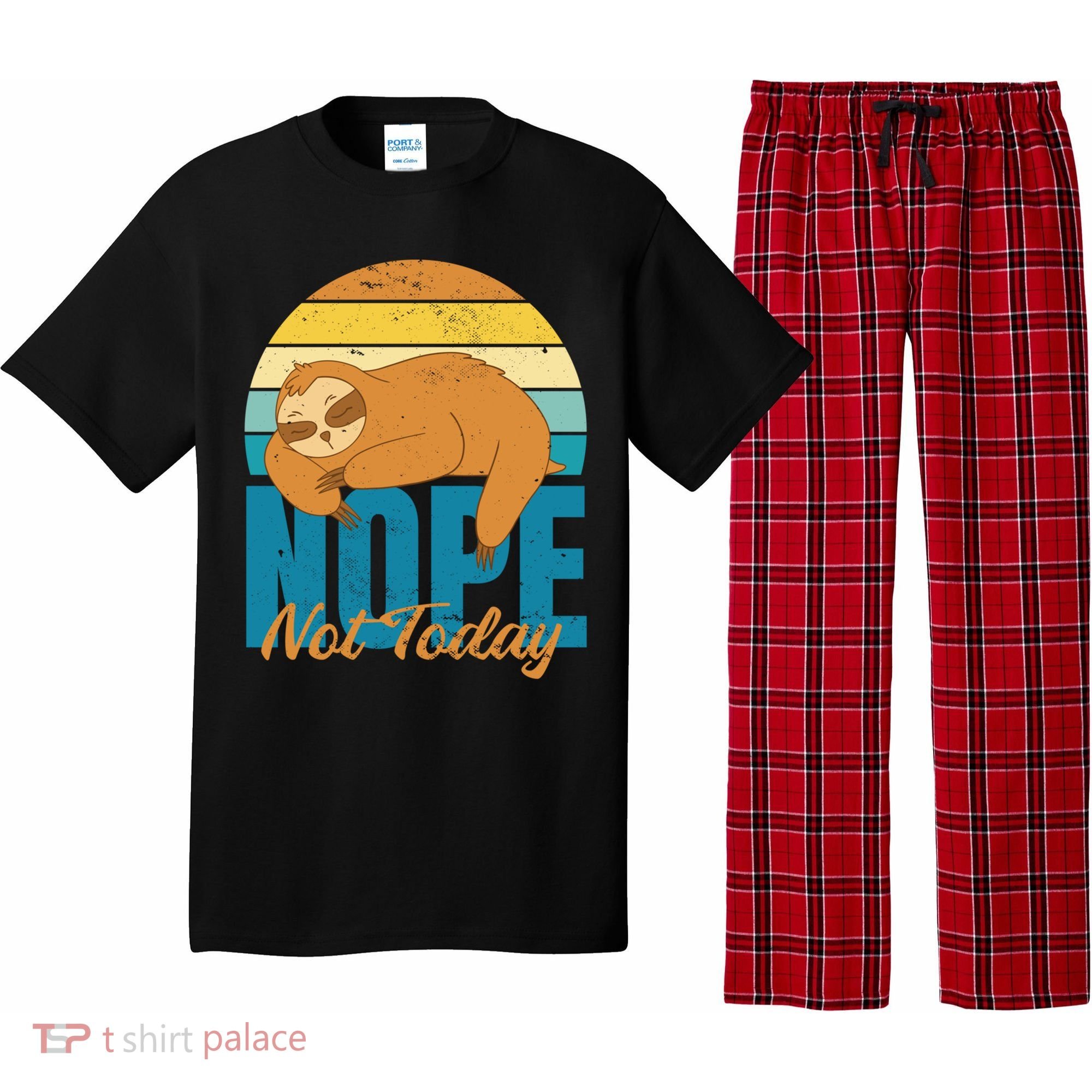 Funny Sloth Nope Not Today Retro Sloth Cute Gift Pajama Set