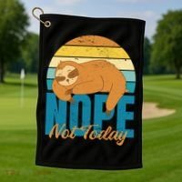 Funny Sloth Nope Not Today Retro Sloth Cute Gift Golf Towel thumb 1