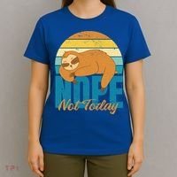 Funny Sloth Nope Not Today Retro Sloth Cute Gift T-Shirt thumb 4