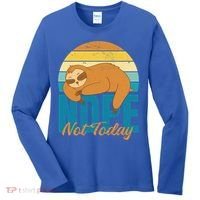 Funny Sloth Nope Not Today Retro Sloth Cute Gift Women's Long Sleeve Shirt thumb 0