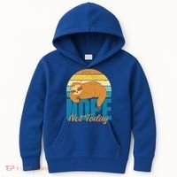 Funny Sloth Nope Not Today Retro Sloth Cute Gift Kids Hoodie thumb 0