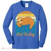 Funny Sloth Nope Not Today Retro Sloth Cute Gift Kids Long Sleeve Shirt thumb 0