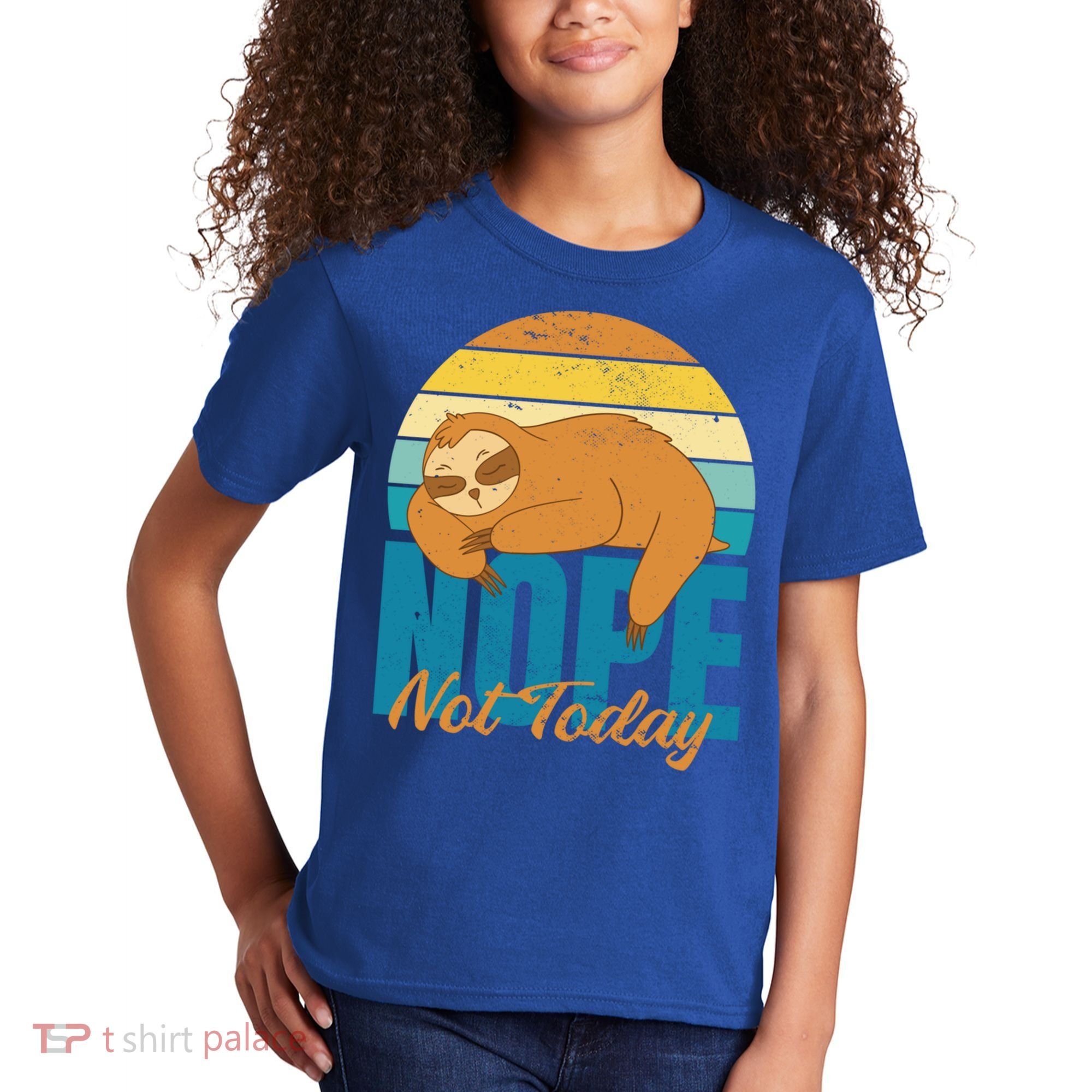 Funny Sloth Nope Not Today Retro Sloth Cute Gift Kids T-Shirt