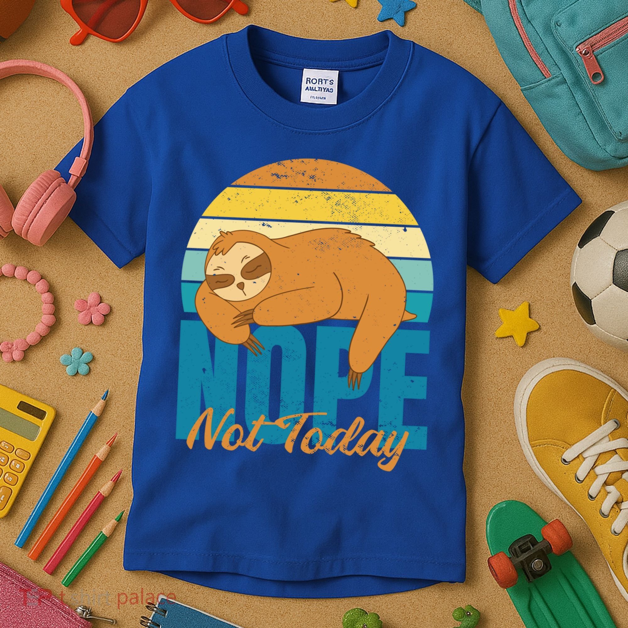 Funny Sloth Nope Not Today Retro Sloth Cute Gift Kids T-Shirt