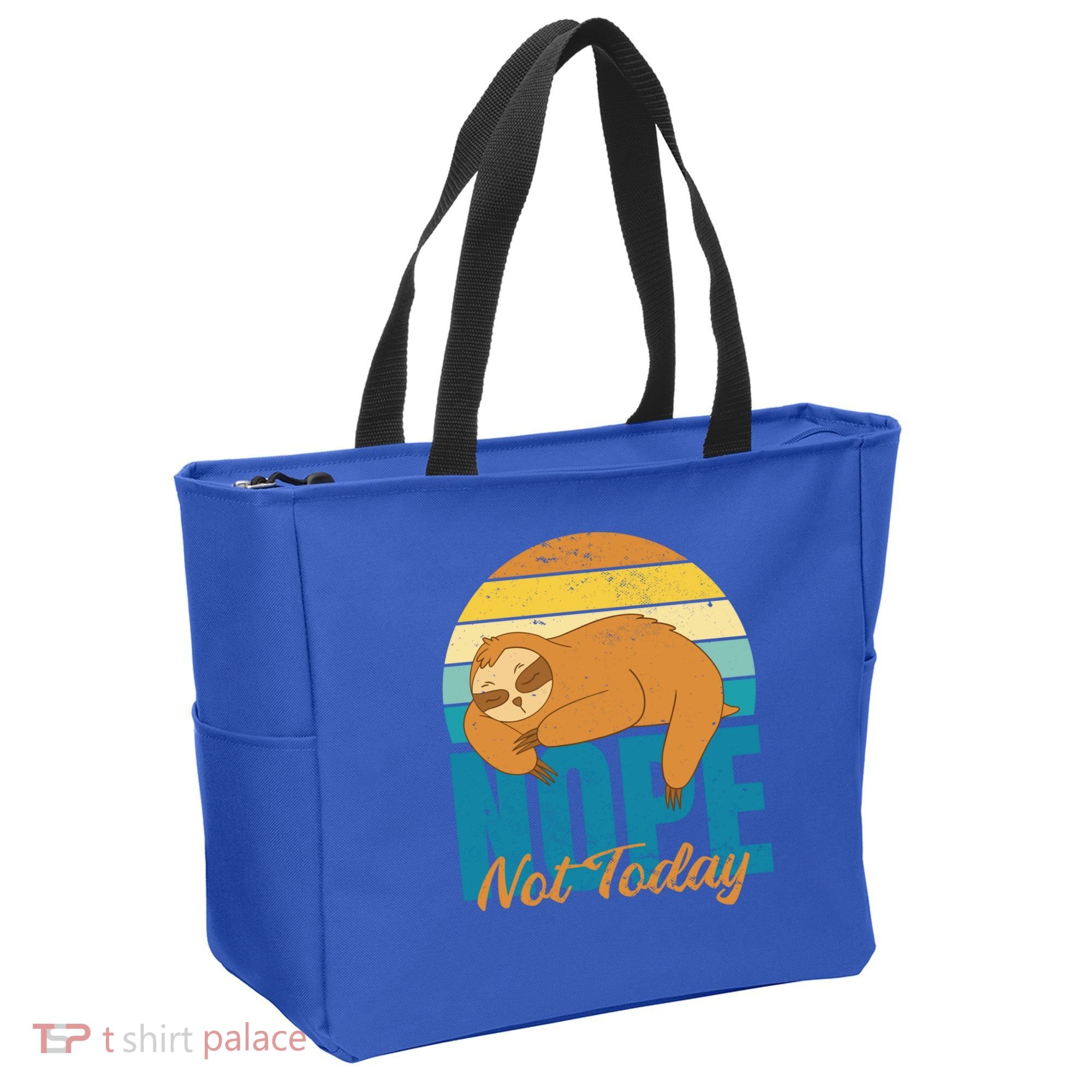 Funny Sloth Nope Not Today Retro Sloth Cute Gift Tote Bag