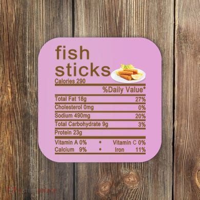 Fish Sticks Nutrition Facts Label Coaster