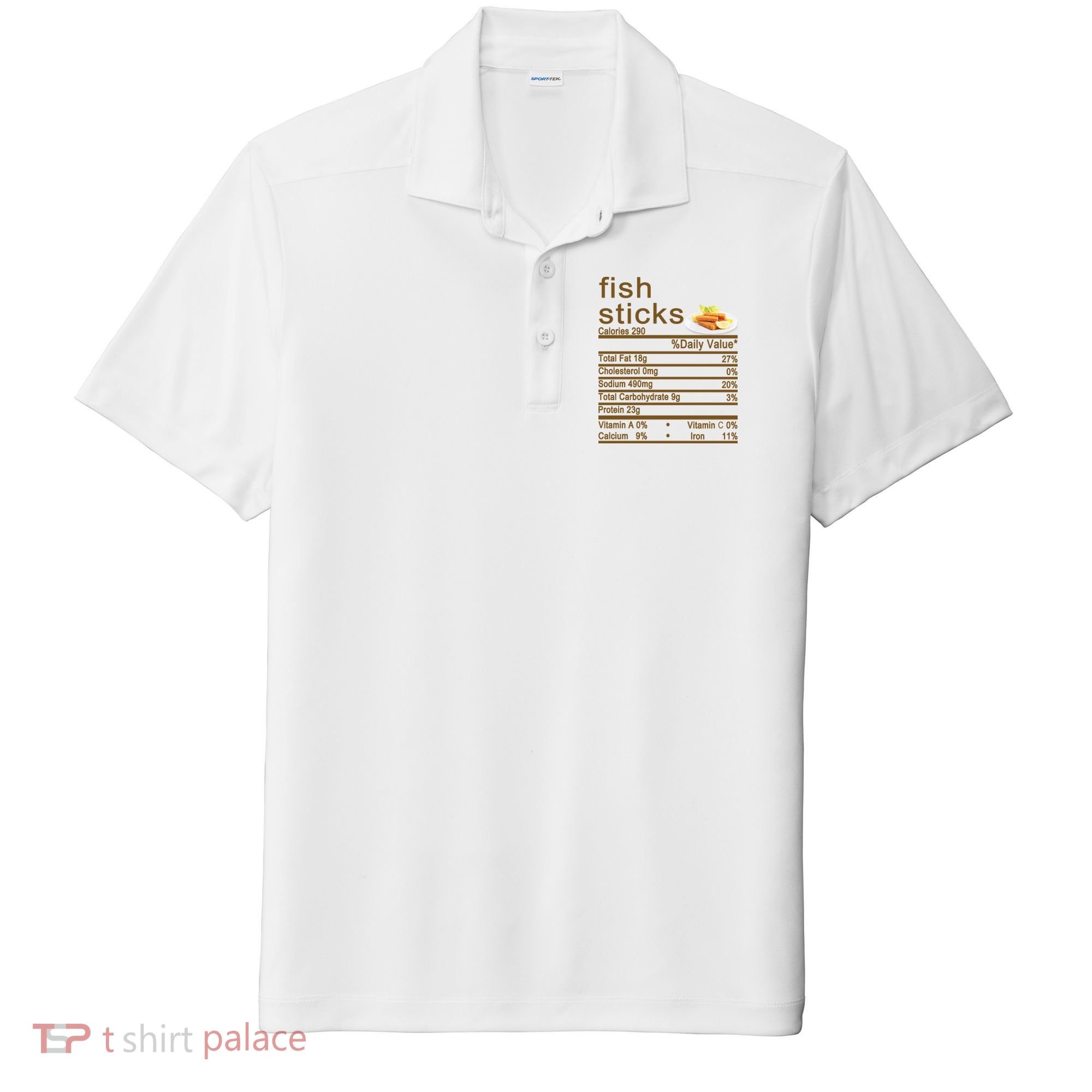 Fish Sticks Nutrition Facts Label Sport-Tek Posi-UV Pro Polo