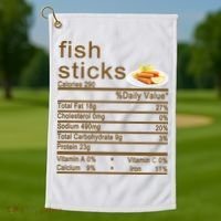 Fish Sticks Nutrition Facts Label Golf Towel thumb 1