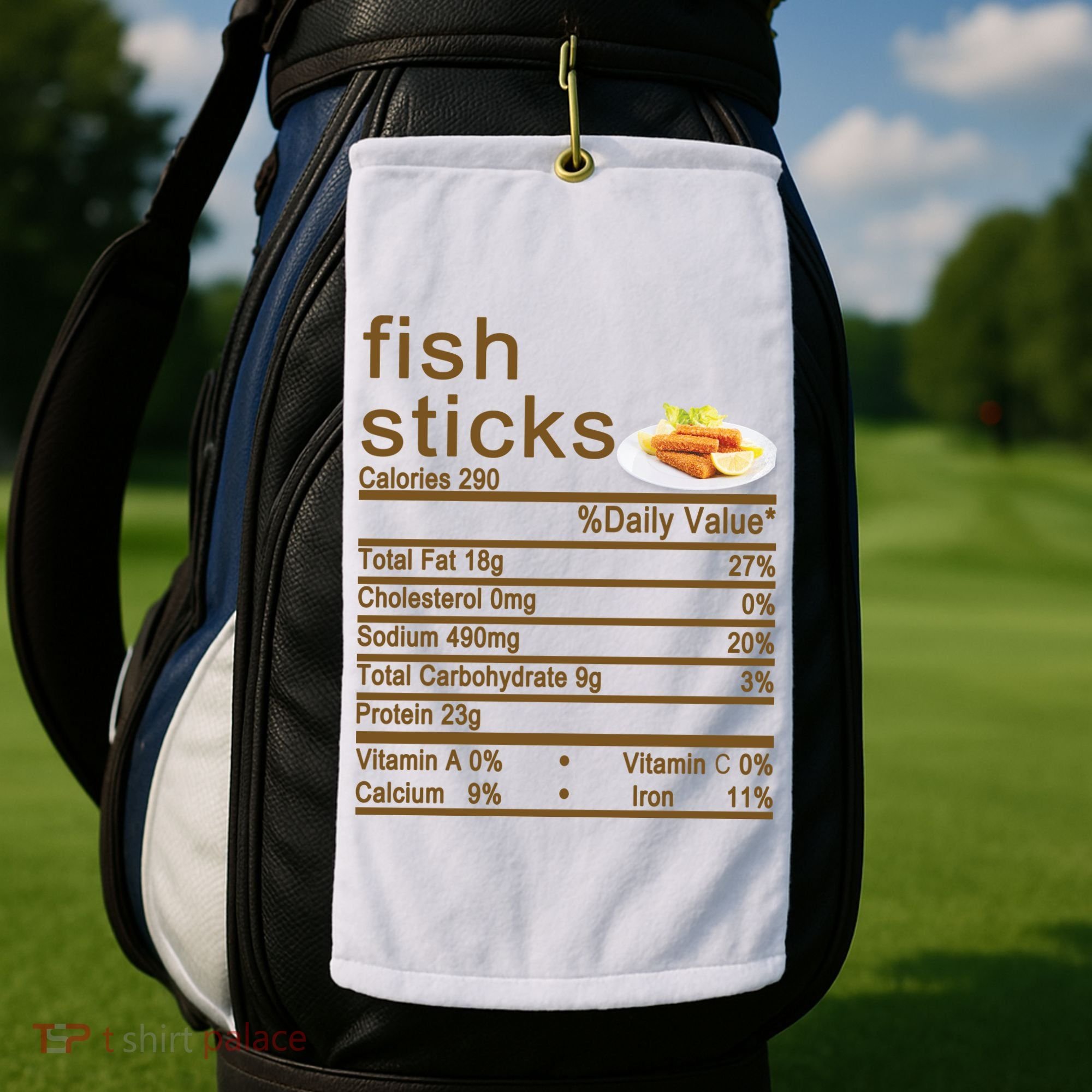 Fish Sticks Nutrition Facts Label Golf Towel