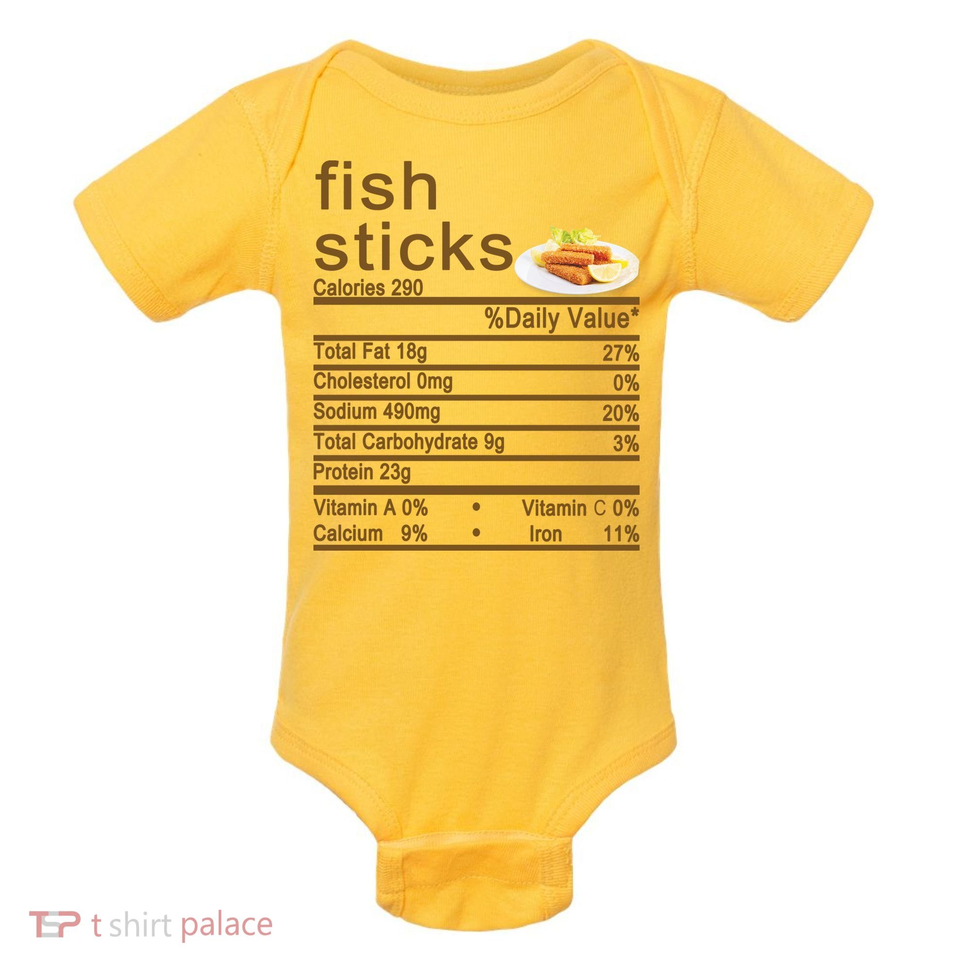 Fish Sticks Nutrition Facts Label Baby Bodysuit