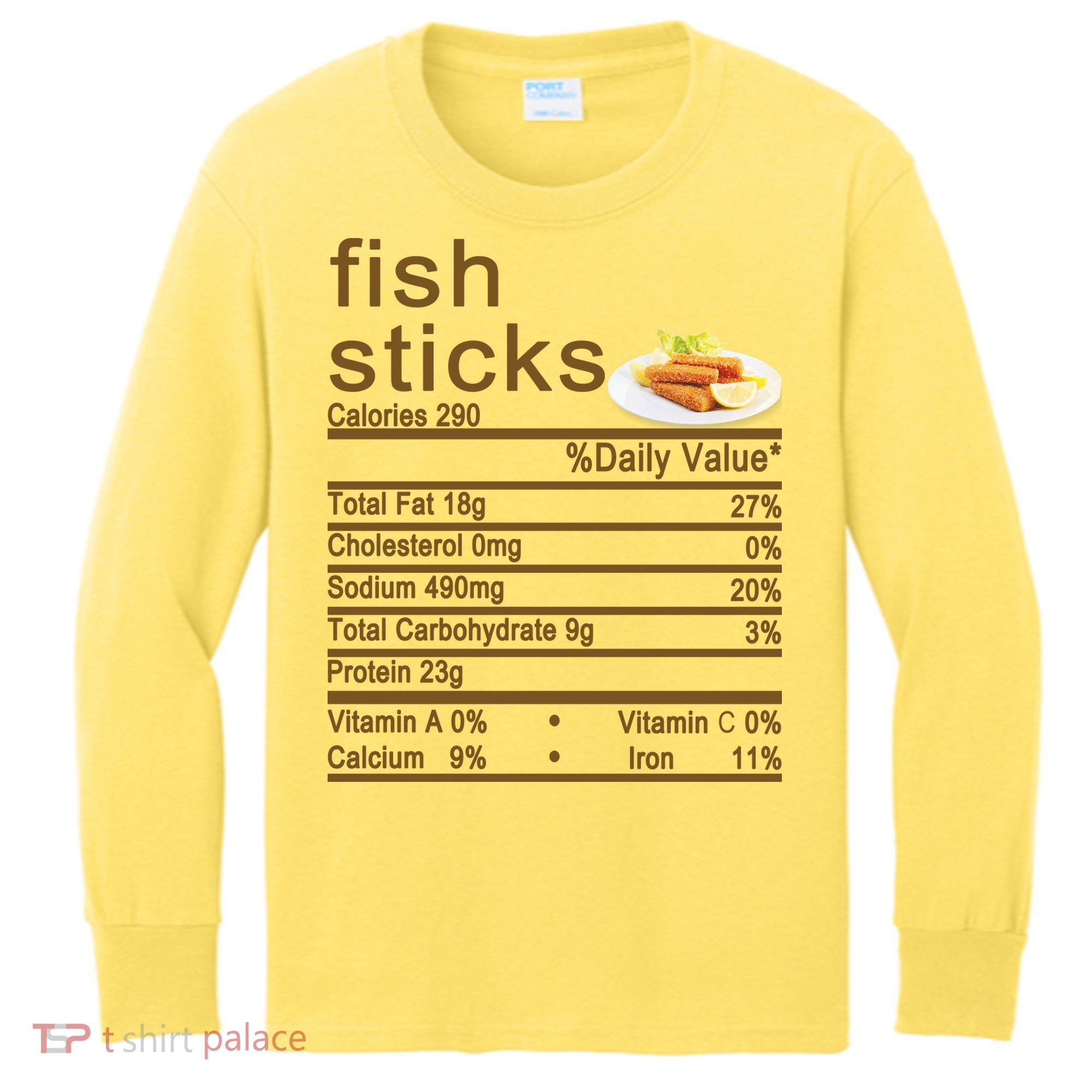 Fish Sticks Nutrition Facts Label Kids Long Sleeve Shirt