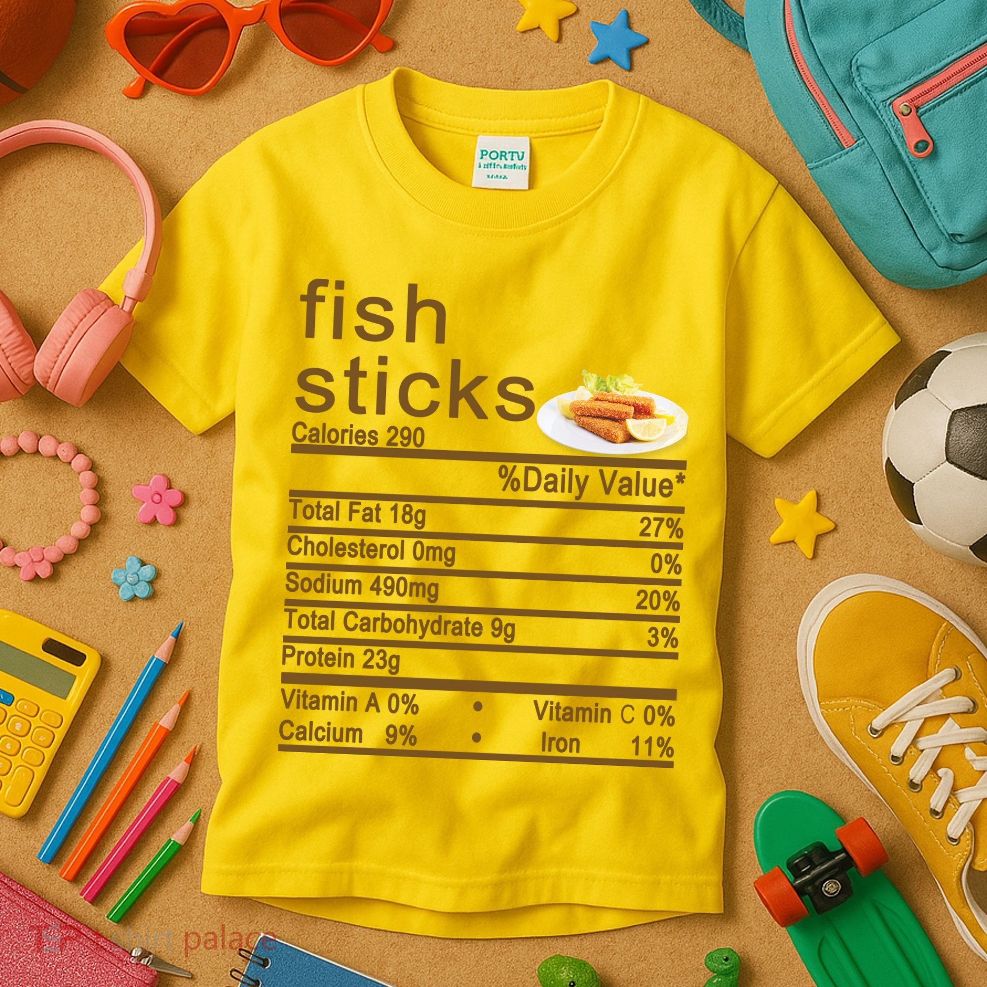 Fish Sticks Nutrition Facts Label Kids T-Shirt