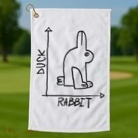 Funny Science Nerd Duck Rabbit Physics Math Geek Golf Towel thumb 1