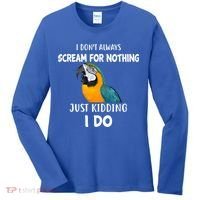Funny Scream Nothing Blue And Gold Macaw Parrot Bird Funny Gift Women's Long Sleeve Shirt thumb 0