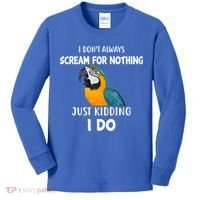 Funny Scream Nothing Blue And Gold Macaw Parrot Bird Funny Gift Kids Long Sleeve Shirt thumb 0