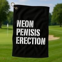 Funny Saying Neon Penisis Erection Golf Towel thumb 1