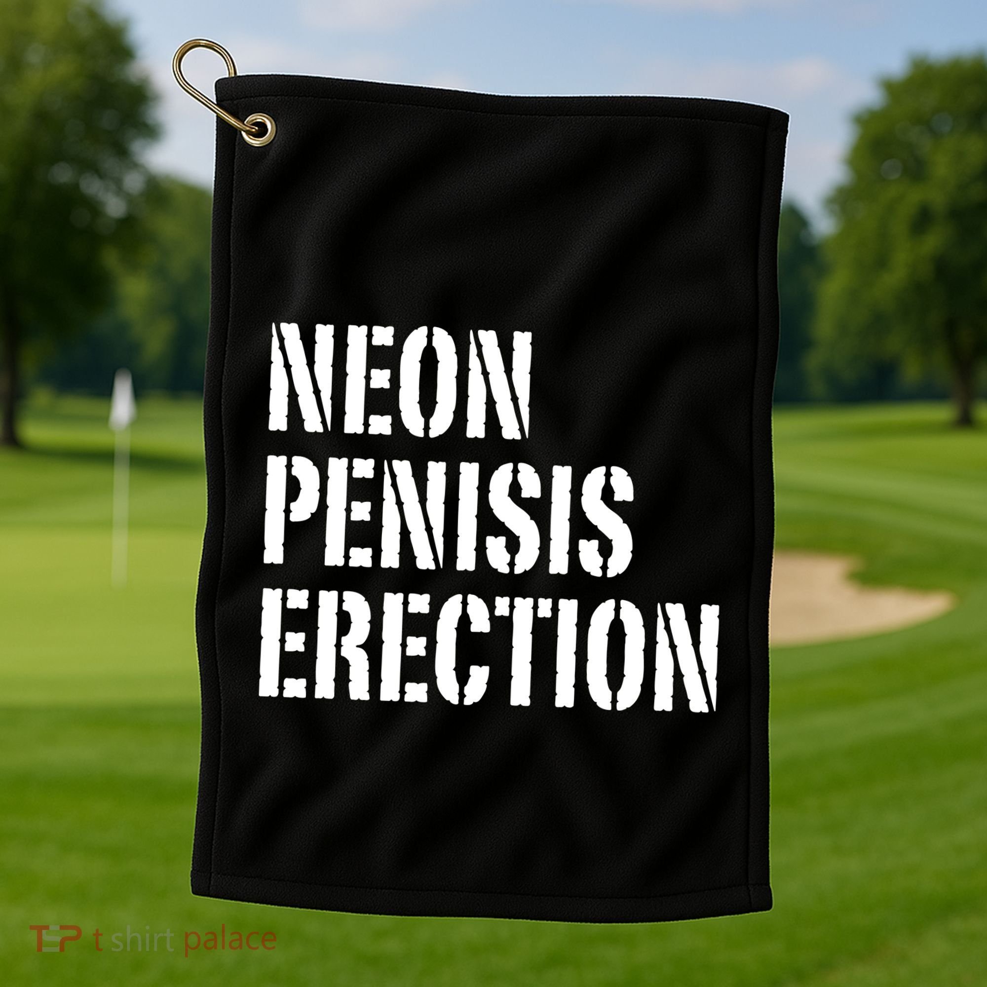 Funny Saying Neon Penisis Erection Golf Towel