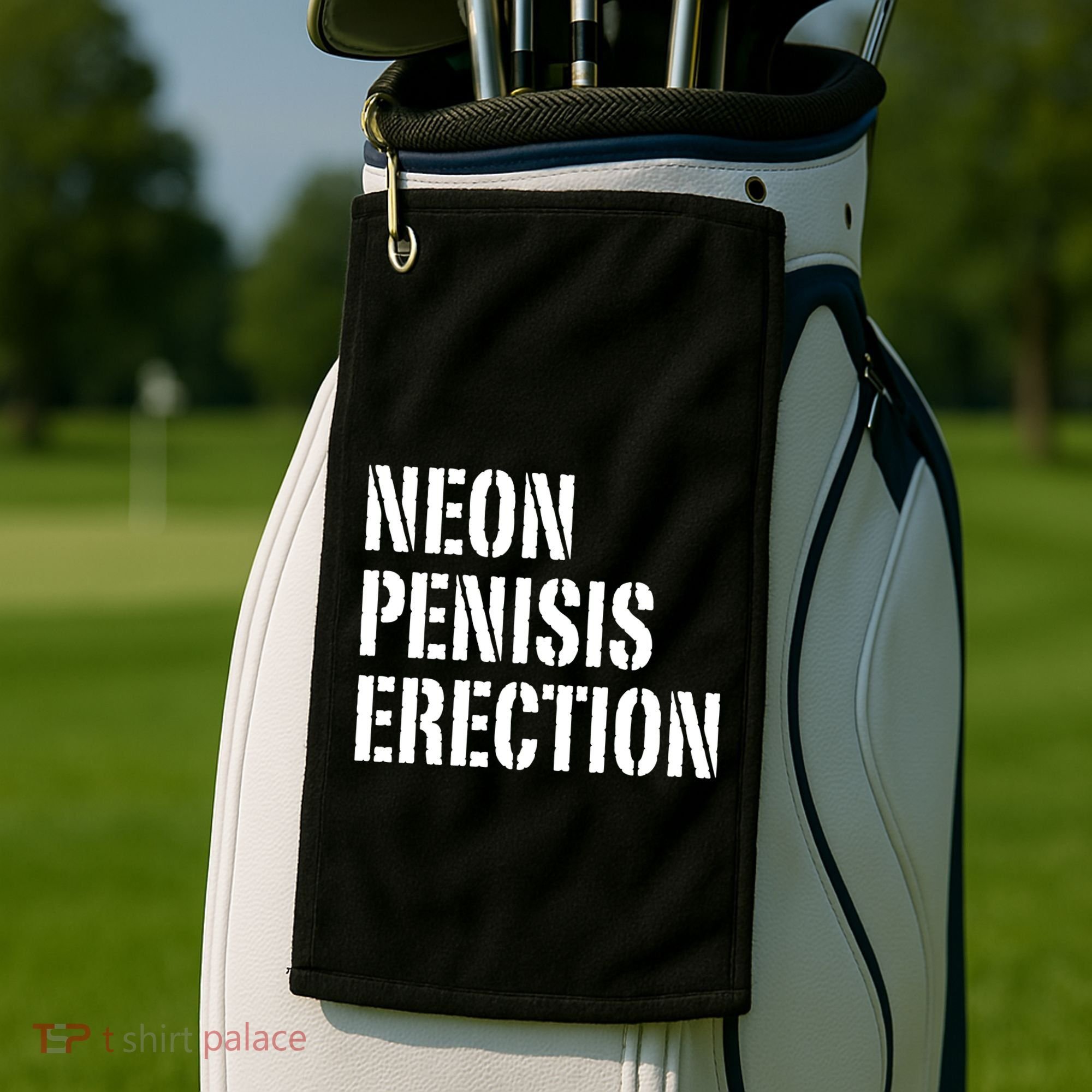 Funny Saying Neon Penisis Erection Golf Towel