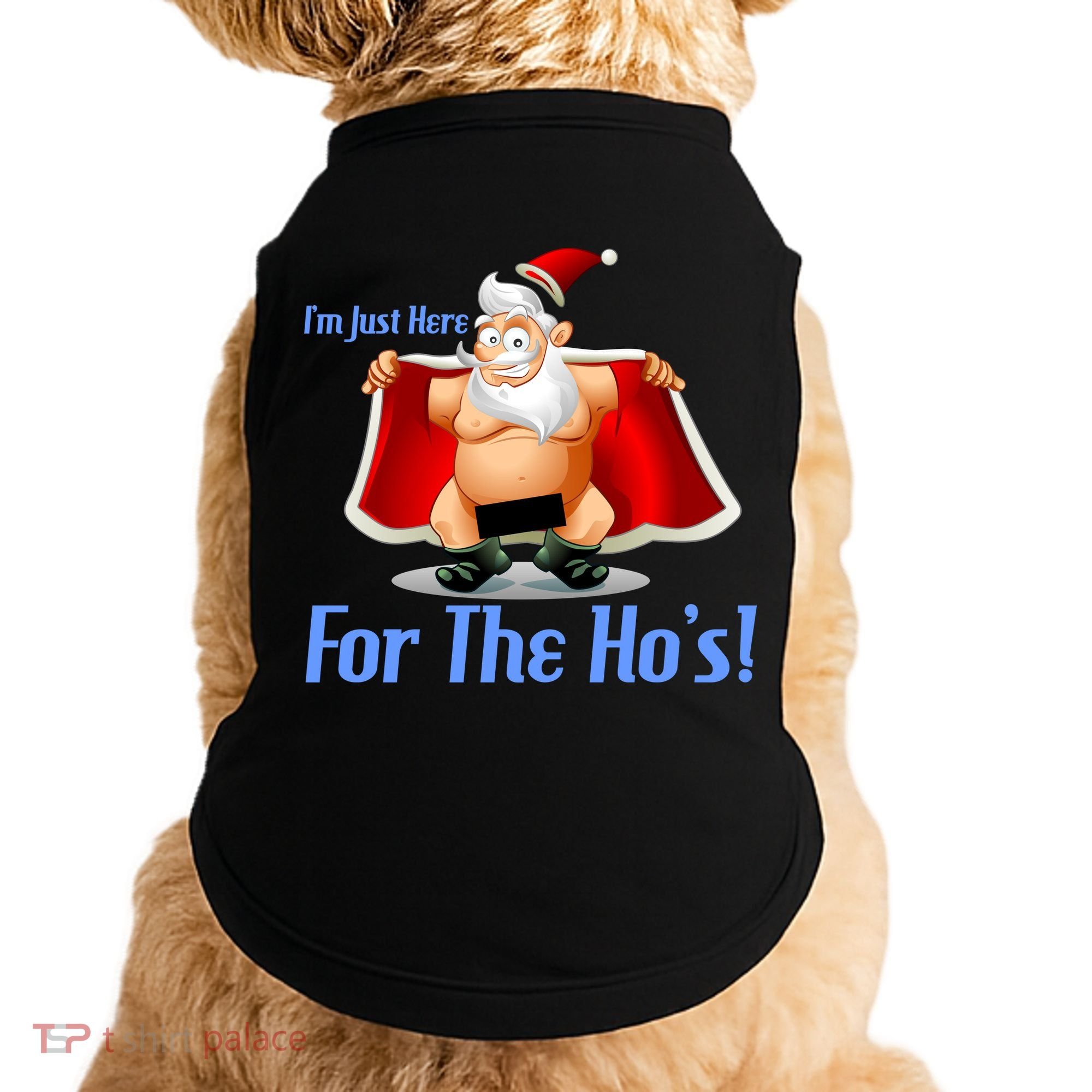 Funny Santa Nude Censored Just Here For The Ho's Doggie Tank