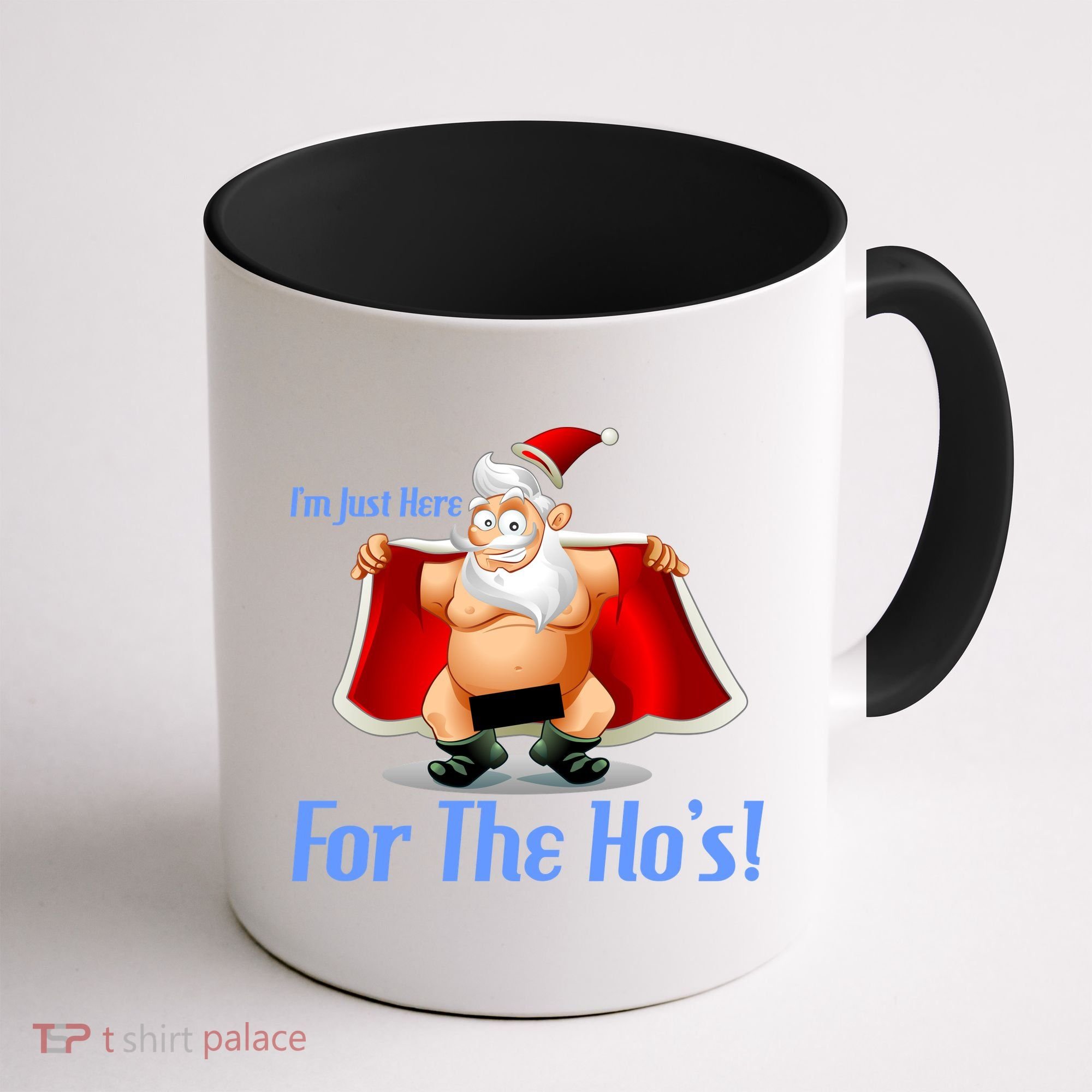 Funny Santa Nude Censored Just Here For The Ho's Coffee Mug