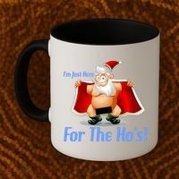 Funny Santa Nude Censored Just Here For The Ho's Coffee Mug thumb 2