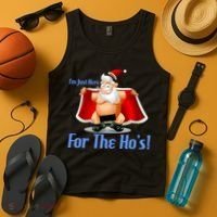 Funny Santa Nude Censored Just Here For The Ho's Tank Top thumb 4
