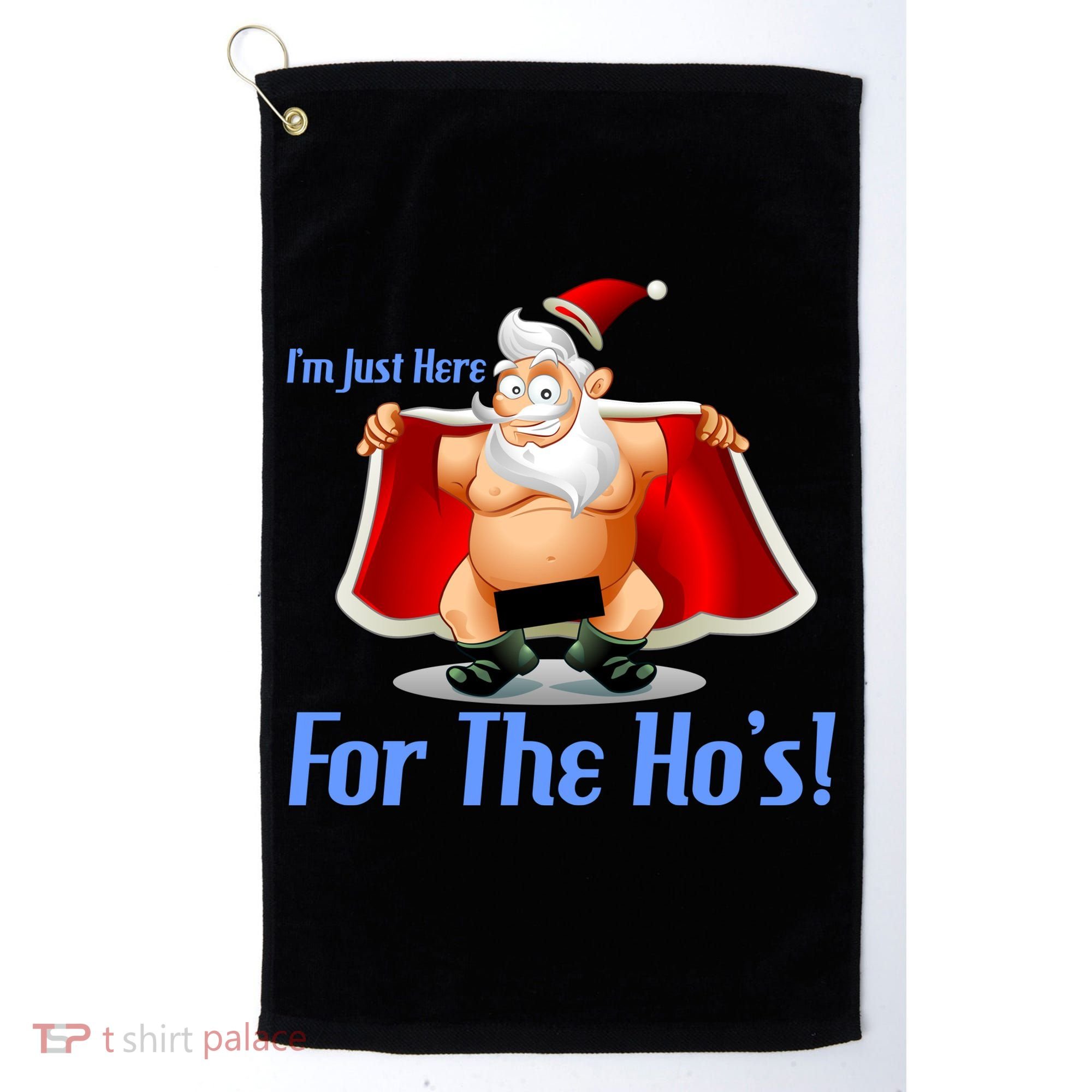 Funny Santa Nude Censored Just Here For The Ho's Golf Towel