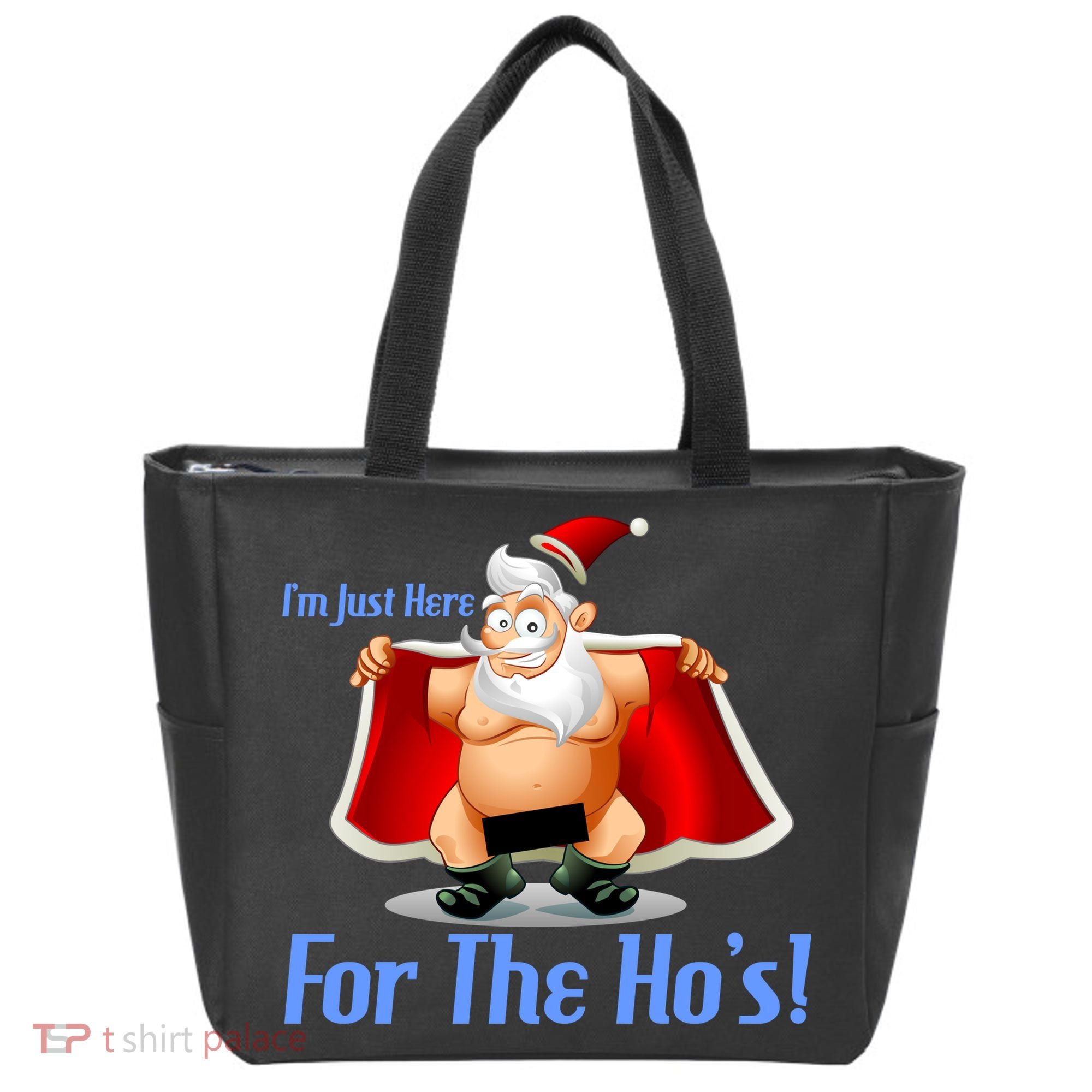 Funny Santa Nude Censored Just Here For The Ho's Tote Bag