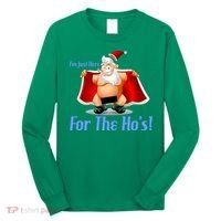 Funny Santa Nude Censored Just Here For The Ho's Long Sleeve Shirt thumb 0