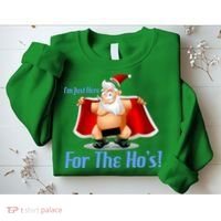 Funny Santa Nude Censored Just Here For The Ho's Sweatshirt thumb 2