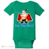 Funny Santa Nude Censored Just Here For The Ho's Baby Bodysuit thumb 0
