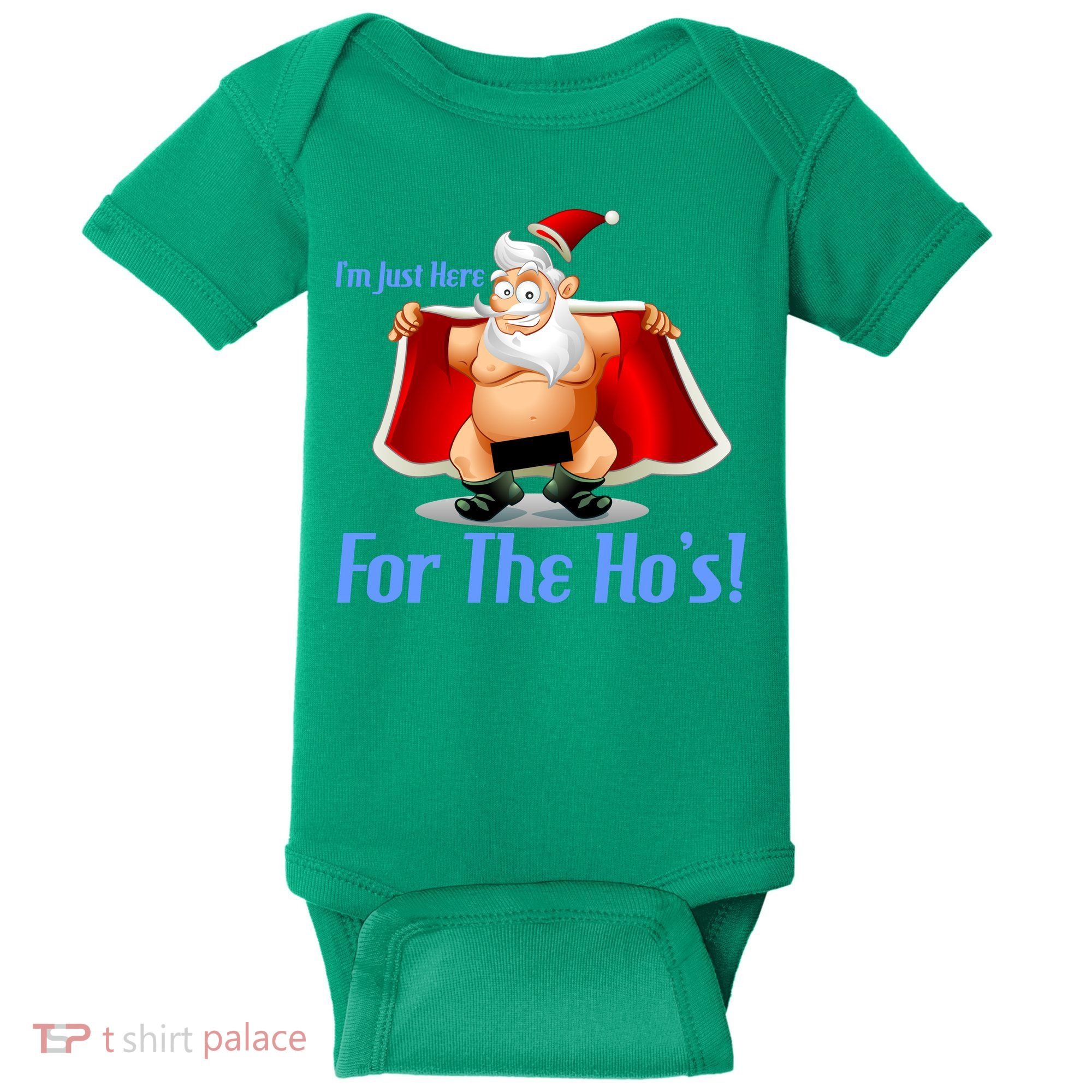 Funny Santa Nude Censored Just Here For The Ho's Baby Bodysuit